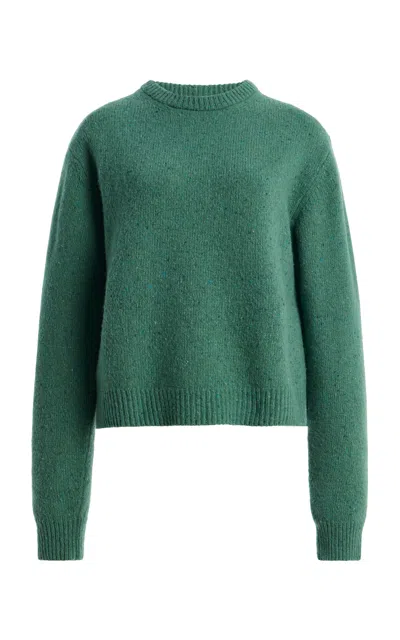Rohe Róhe Fitted Wool-blend Mouliné Sweater In Green