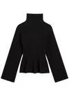 Rohe Flared-hem Ribbed Wool And Cashmere-blend Jumper In Black