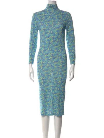 Pre-owned Rohe Floral Print Knee-length Dress In Blue