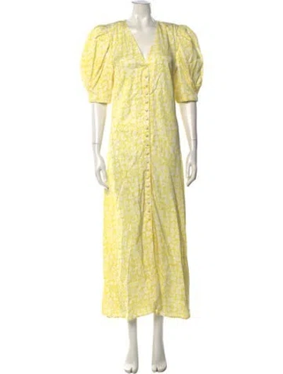 Pre-owned Rohe Floral Print Long Dress W/ Tags In Yellow