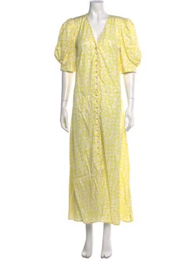 Pre-owned Rohe Floral Print Long Dress In Yellow