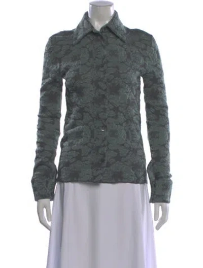 Pre-owned Rohe Floral Print Long Sleeve Top In Gray