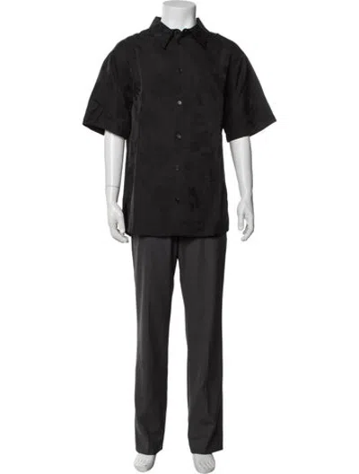 Pre-owned Rohe Floral Print Short Sleeve Shirt In Black