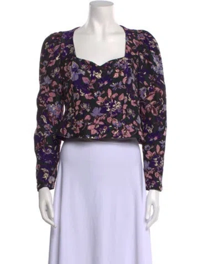Pre-owned Rohe Floral Print Square Neckline Crop Top In Black