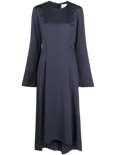 Rohe Fluid Asymmetric Crêpe Midi Dress In Blau