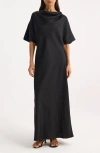 Rohe Róhe Fluid Draped Silk Gown In Black