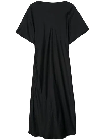 Rohe Boat-neck Satin Midi Dress In 138 Noir