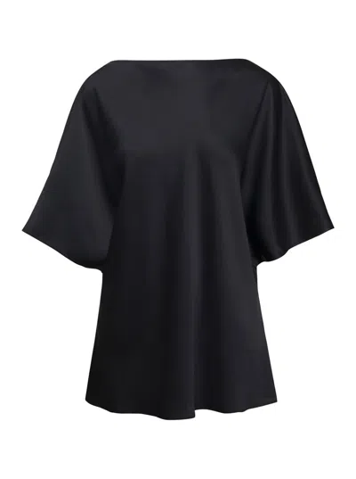 ROHE BLACK SHIRT WITH BOAT NECKLINE IN VISCOSE WOMAN