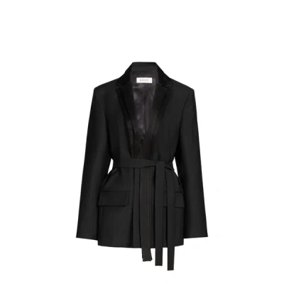 Rohe Frames Veste De Costume À Revers En Satin In Black