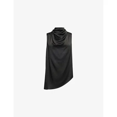 Rohe Frames Womens Black Halterneck Draped Satin Top