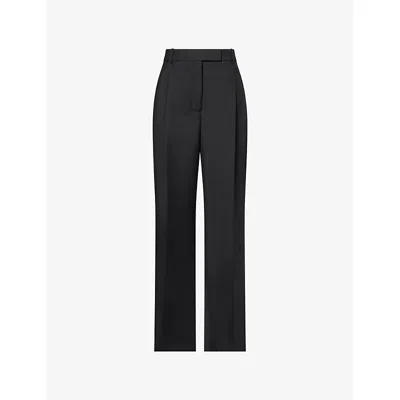 Rohe Frames Womens  Mid-rise Tailored Wool-blend Trousers In Black
