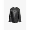 Rohe Frames Womens Black Round-neck Patch-pocket Leather Jacket In Black