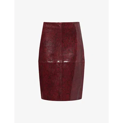 Rohe Frames Womens Burgundy Snake Snake Slit Leather Midi Skirt In Brown