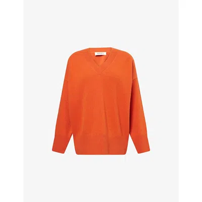 Rohe Frames Womens Relaxed-fit V-neck Wool-knit Jumper Burnt Orange