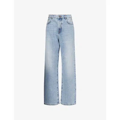 Rohe Frames Womens Classic Blue Baggy-fit Wide-leg Denim Jeans