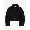 Rohe Frames Womens Collared Cropped Shearling Jacket Black In Black