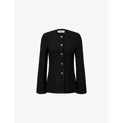 Rohe Frames Womens Collarless Bouclé Wool-blend Blazer Black