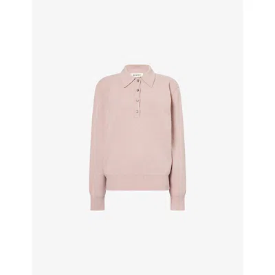 Rohe Frames Womens Compact Mouline Cashmere And Wool Polo Pink Melange