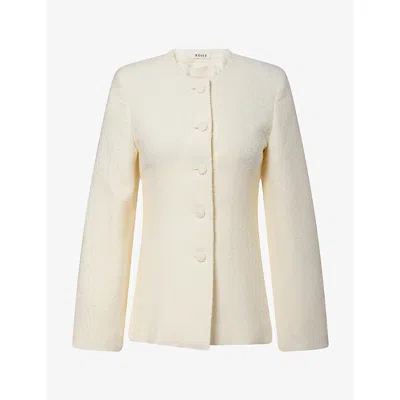 Rohe Frames Womens Cream Boucle Shaped Wool-blend Blazer In Neutral