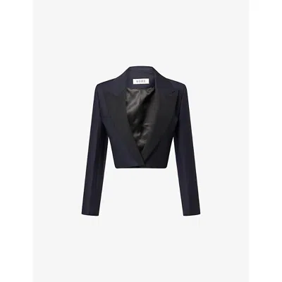Rohe Frames Womens Cropped Peak-lapel Wool Blazer Navy