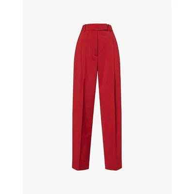 Rohe Frames Womens Daria Tapered Wool Trousers Carmine