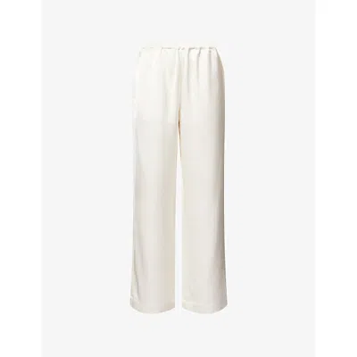 Rohe Frames Womens Elasticated-waist Wide-leg Satin Trousers Cream