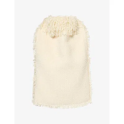 Rohe Frames Womens Fringed-collar Bouclé Knitted Top Cream