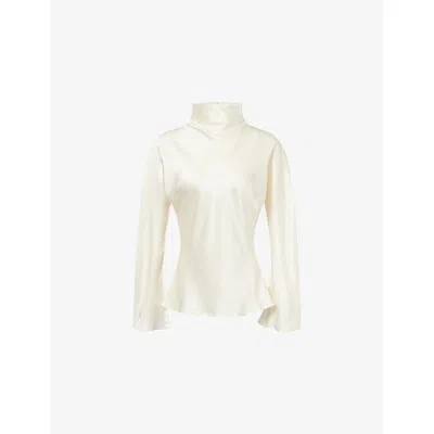 Rohe Frames Womens High Cowl-neck Satin Top Cream