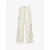 Rohe Frames Womens Off White Tailored Wide-leg Woven Cargo Trousers In White