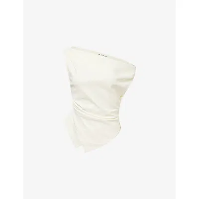 Rohe Frames Womens Off-shoulder Draped Woven Top Off White