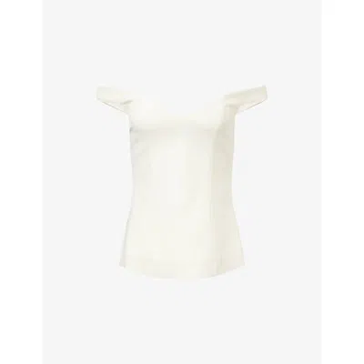 Rohe Frames Womens Off-shoulder Sweetheart-neckline Woven Top Cream