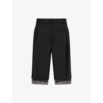 Rohe Frames Womens Organza-lined Tailored Wool-blend Shorts Black