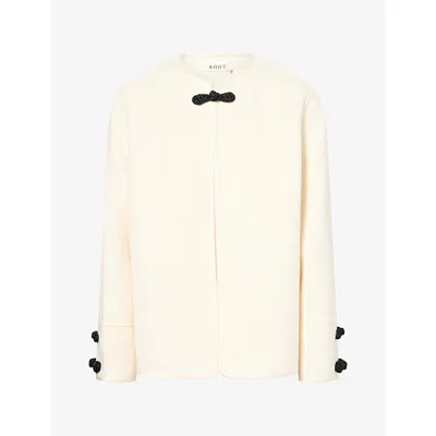 Rohe Frames Womens Pankou Knotted Wool-blend Jacket Off White
