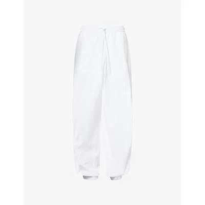 Rohe Frames Womens  Balloon Wide-leg Cotton-blend Trousers In White