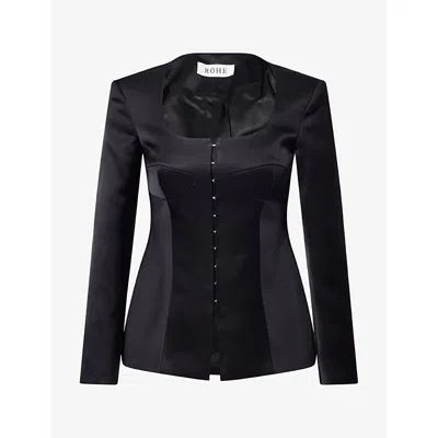 Rohe Frames Womens  Bustier Corset Satin Blazer In Black