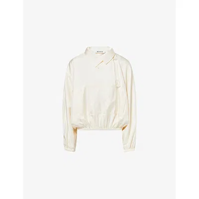 Rohe Frames Womens Cream Funnel-neck Relaxed-fit Silk Blouse In Multi