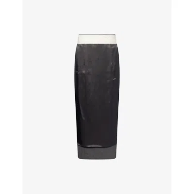 Rohe Frames Womens  Inside-out Wool-blend Midi Skirt In Gray