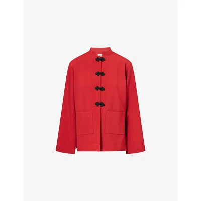 Rohe Frames Womens Carmine Pankou Knotted Wool Jacket In Red