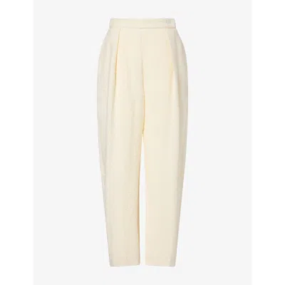 Rohe Frames Womens  Pleated Tailored Boucle Trousers In White
