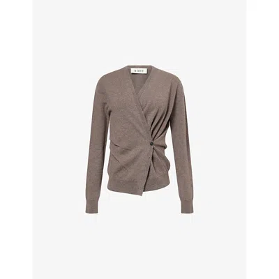 Rohe Frames Womens  Twist-front Ballet Wool-blend Cardigan In Mud
