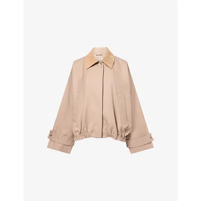 Rohe Frames Womens Sand Suede-collar Cotton Blouson Jacket In Brown