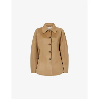 Rohe Frames Womens Sculptural Wool-blend Jacket Camel