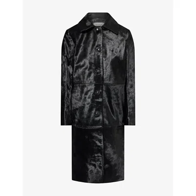 Rohe Frames Womens Single-breasted Pony-hair Leather Coat Black
