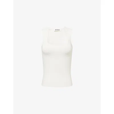 Rohe Frames Womens Square-neck Bustier Knitted Top Optic White