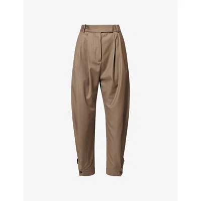 Rohe Frames Womens Tailored Buttoned-cuff Wool Trousers Desert Brown