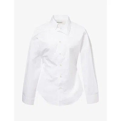 Rohe Frames Womens Uneven-collar Fitted Cotton Shirt Optic White