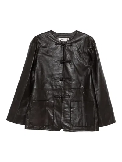 Rohe Frog-fastening Leather Jacket In Black