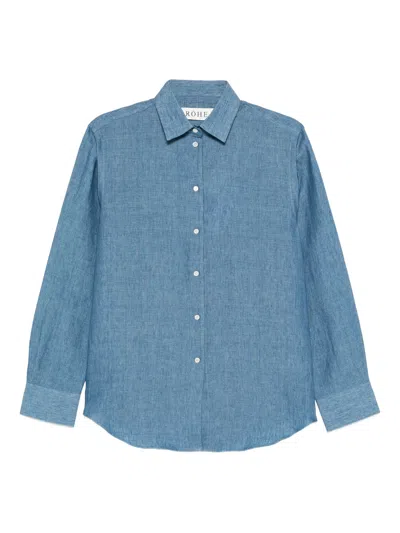 Rohe Front Button Closure Shirt Size 36 With Button Cuffs In Blue