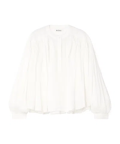 Rohe Gathered Ramie-voile Blouse In White