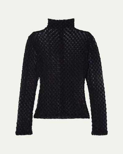 Rohe Geometric Lace Turtleneck Top In Black